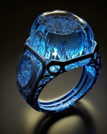 Jewelry ring on black background. Computer generated 3D photo rendering.の写真素材