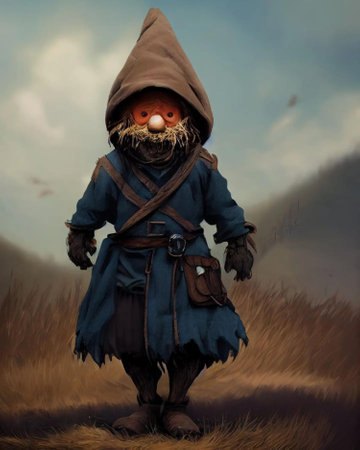 Scarecrow in the field, Halloween, 3d illustration.の素材