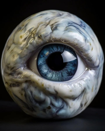Close up view of the eye of a man made of natural stoneの写真素材