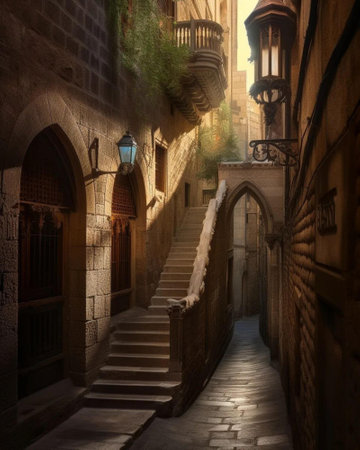 Narrow street in the old town of Valletta, Maltaの写真素材