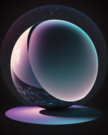 Abstract sphere with colorful lights on a dark background. 3d render