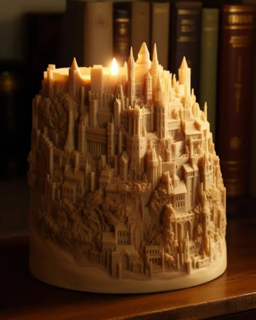 Ceramic cake with the image of the city of Bolognaの写真素材