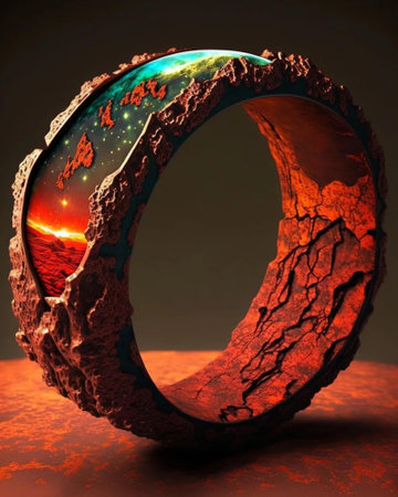 Wedding ring on a background of the planet. 3dの写真素材