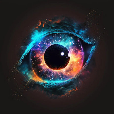 Eye of God in space with smoke and stars. Vector illustration.の写真素材