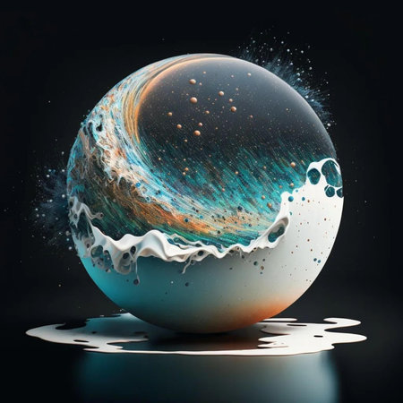 abstract planet on a black background. 3d rendering, 3d illustrationの写真素材