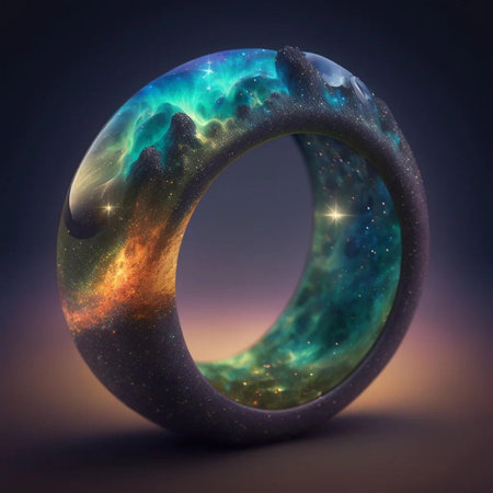 Galaxy in the form of a ring. 3D illustration.の写真素材