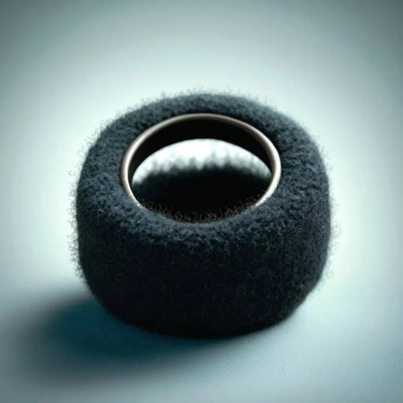 Wedding ring on a gray background. Shallow depth of field.の写真素材