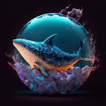 Shark in water. 3D illustration. Conceptual image.の写真素材