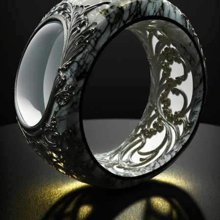 Luxury jewelry ring on a dark background. 3d renderの写真素材