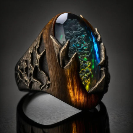 Jewelry ring on a dark background. Jewelry background.の写真素材