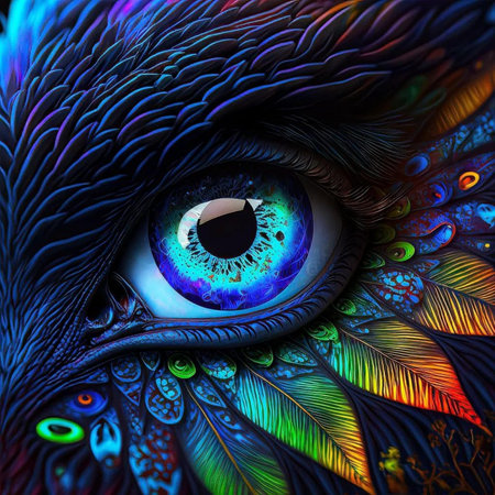 Eye of God. 3D surreal illustration. Sacred geometry. Mysterious psychedelic relaxation pattern. Fractal abstract texture. Digital artwork graphic astrology magicの写真素材