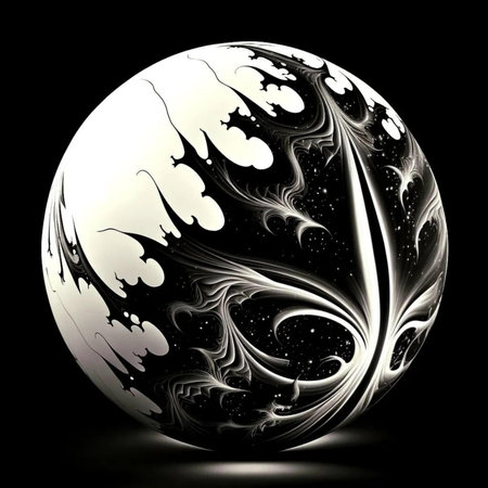 abstract scene on a black background, computer-generated 3D illustrationの写真素材