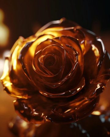 Golden rose on a dark background. Shallow depth of field.の素材