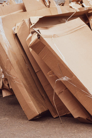 Heap of packings from paper. The scattered cardboard packings. A lot of garbage from paper. The used boxes from a cardboard. Empty used carton boxesの写真素材