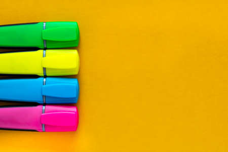 Colored markers. highlighters. Felt-tip pens. marker pen set . copy spaceの写真素材