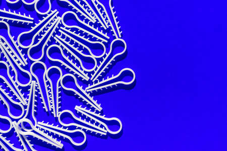 blue background with details. blue texture with white objects. copy space