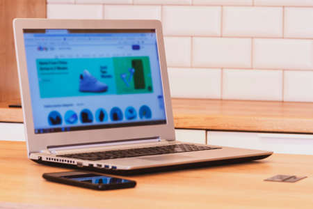 laptop keyboard. smartphone, credit card. concept shopping online, Internet sales. Shopping on the...
