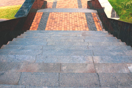 specific steps. granite stairs. The concept of descent down, ending a career