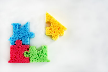 colorful parts on a light background. Creation and design building. Concept component parts of...