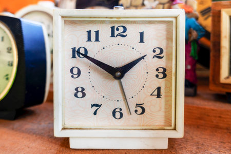 black and white clock, alarm clock, Old Vintage antique clock, Retro styled clock, time concept....
