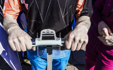 Measurement of strength dynamometer. Electronic medical FORCE GAUGE. sports trainerの写真素材