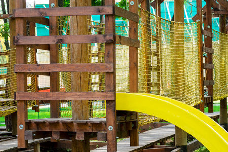 Colorful playground.on ground, court, pleasure ground. View from above