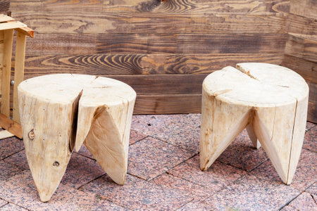 Old wooden chairs near the table. Retro furniture