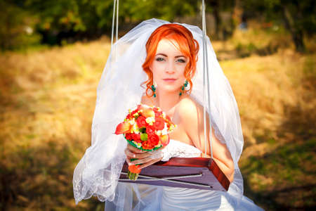 Beautiful bride outdoorsの写真素材