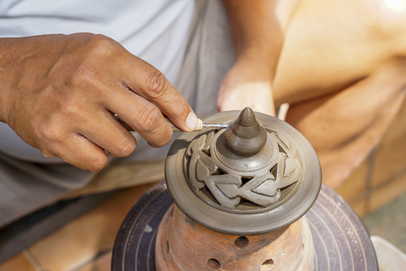 Carving clay for make earthenware.の写真素材