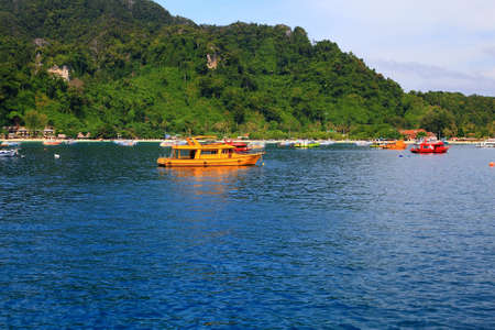 boat and blue seaのeditorial素材