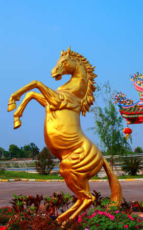 Gold horse statueの写真素材