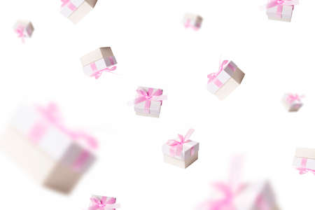 lots of gifts falling from the skylの写真素材