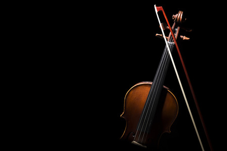 Vintage violin on black background