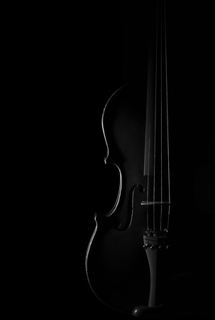 Vintage violin on black backgroundの写真素材