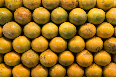 Orange selling at the marketの写真素材