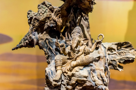 Wood carving Elephant - headed godの写真素材
