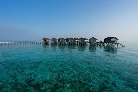 Maldives island, water villas resortの写真素材