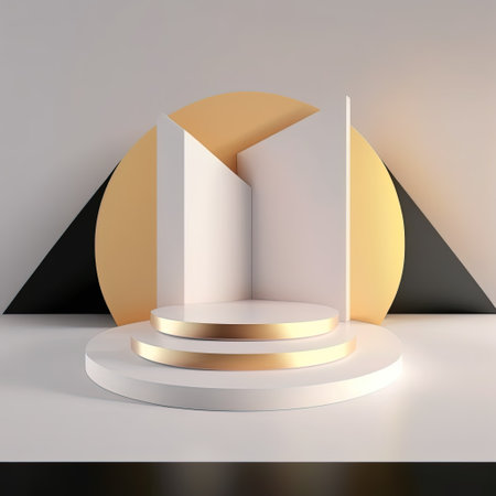 Abstract scene podium mockup. Award ceremony concept. 3d renderの素材