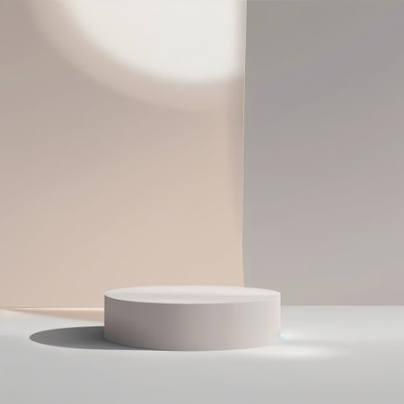 3d rendering of abstract minimal geometric forms. Glossy white podium for your design.の素材