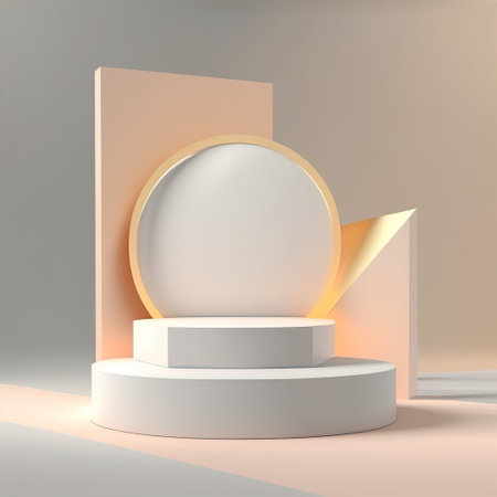 Abstract scene podium mockup. Award ceremony concept. 3d renderの素材