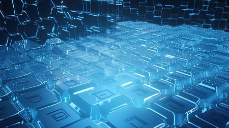 3D rendering of abstract digital technology concept, circuit board background.の素材