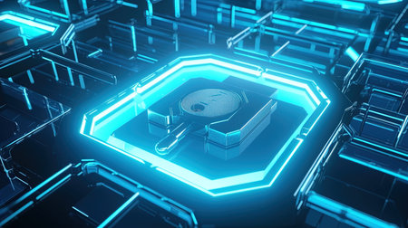 3D rendering of a turntable in front of a blue backgroundの素材