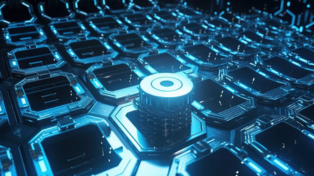 3D rendering of abstract technology background with circuit board. High tech conceptの素材