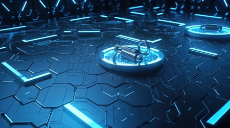 3d rendering of abstract technology concept background. Futuristic interface.の素材