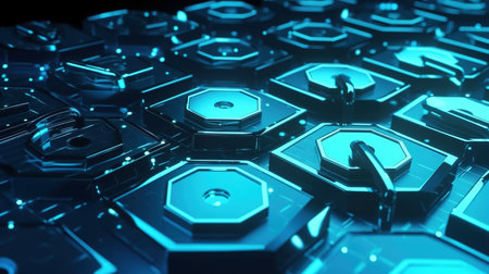 3D rendering of abstract technology background with hexagons. High resolutionの素材