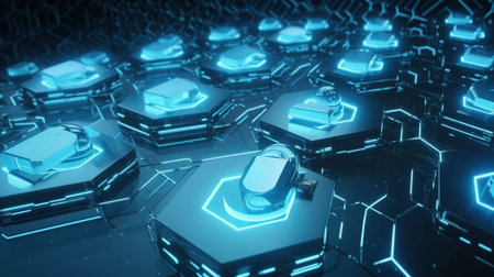 Cyber security concept. 3D illustration of cyber security background.の素材