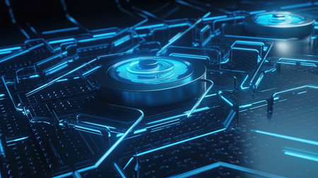 3d rendering of abstract digital technology background. High resolution image.の素材