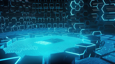 Cyber security concept with padlock and digital binary code. 3D Renderingの素材