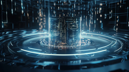 Futuristic city hologram. 3d rendering toned imageの素材