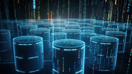 Data technology abstract background with binary code. 3d rendering toned imageの素材